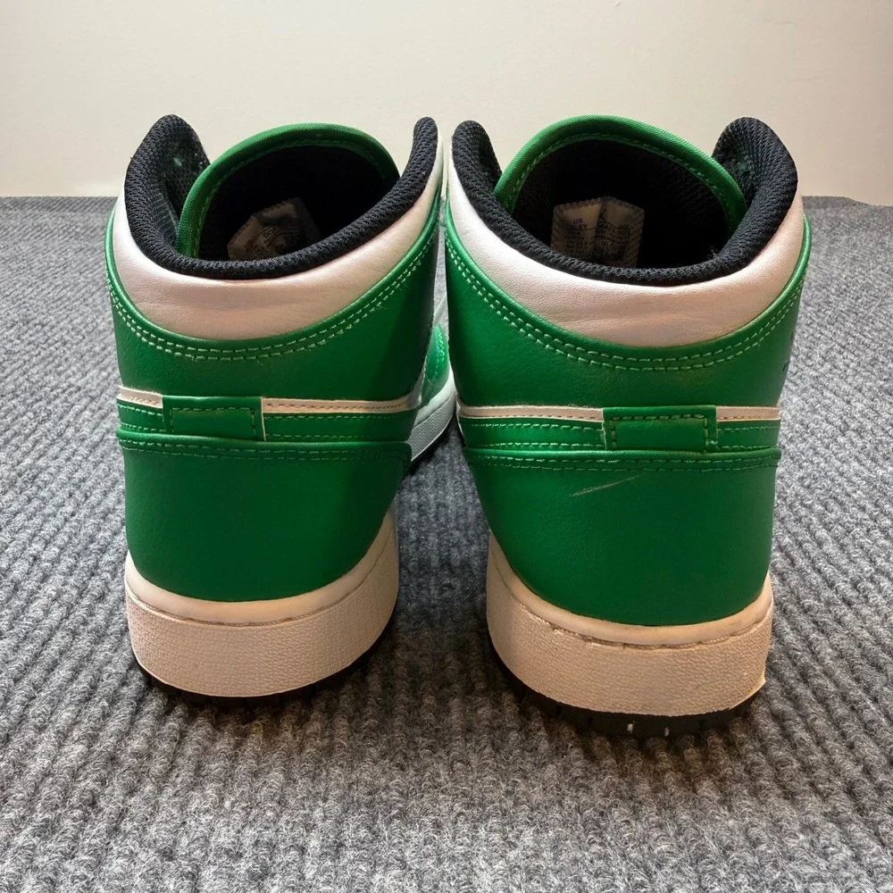 Nike Air Jordan 1 Mid Lucky Green White Sneakers Youth 6.5Y Retro Basketball